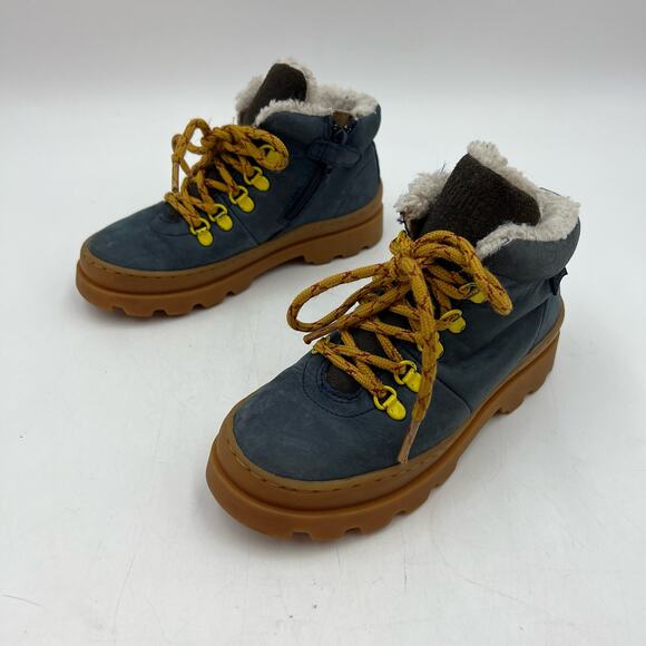 Camper Brutus Navy Blue Leather & Nubuck Ankle Boots Lug Sole - Picture 9 of 9